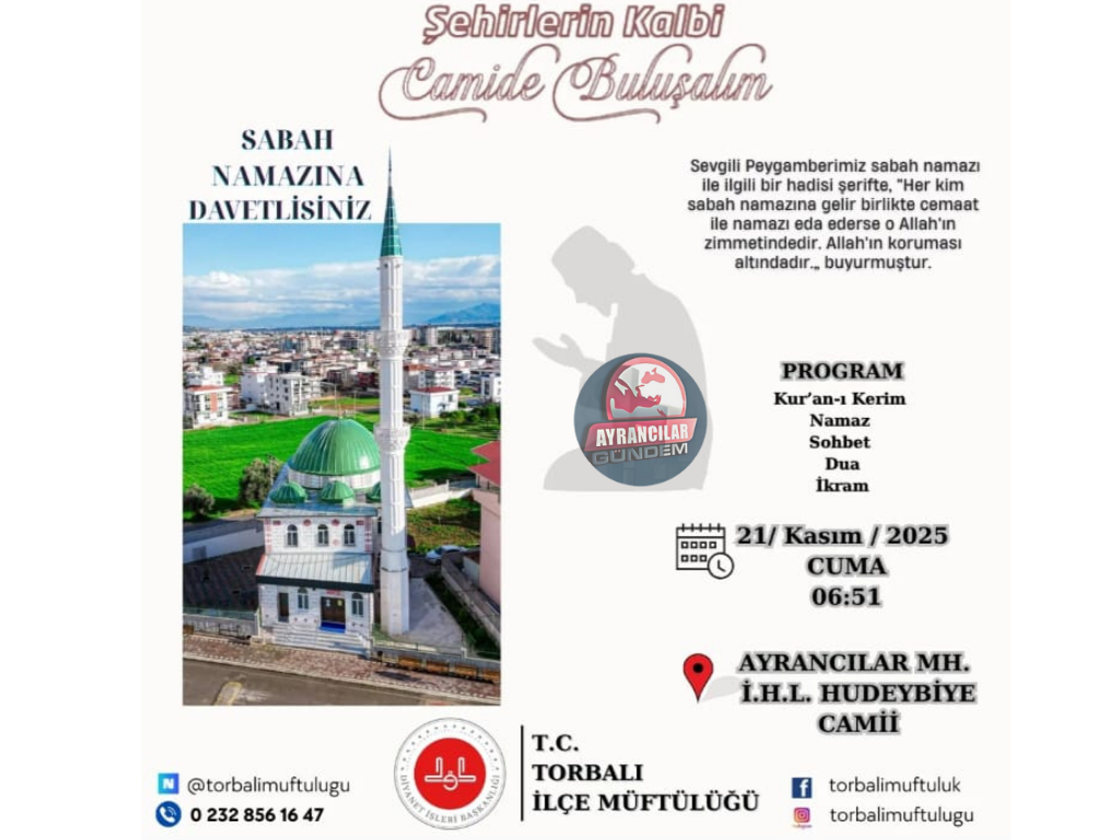 Ayrancılar Sabah Namazı Daveti