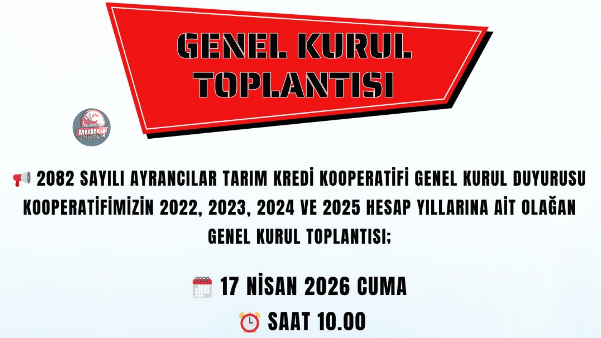 Ayrancılar Kooperatif Toplantısı Duyuruldu