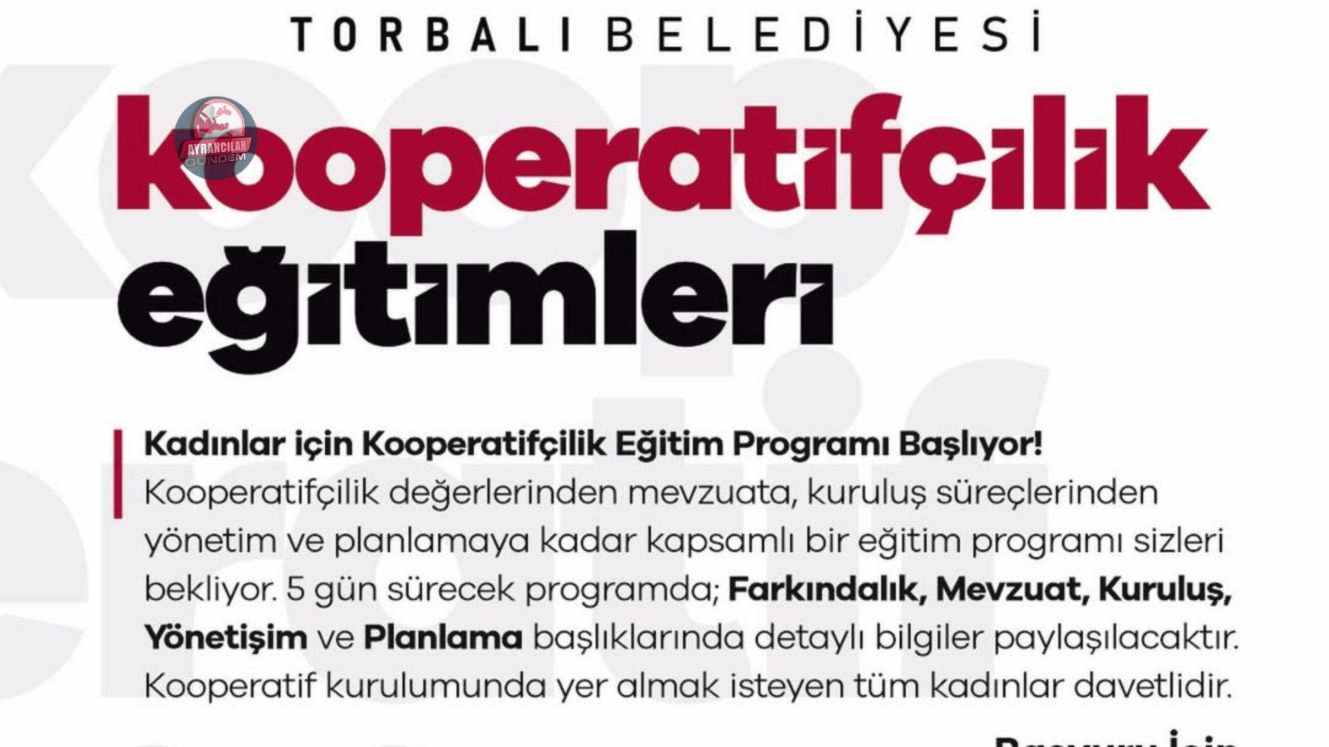 Torbalı Kooperatifçilik Eğitimi Kadınlara Açıldı