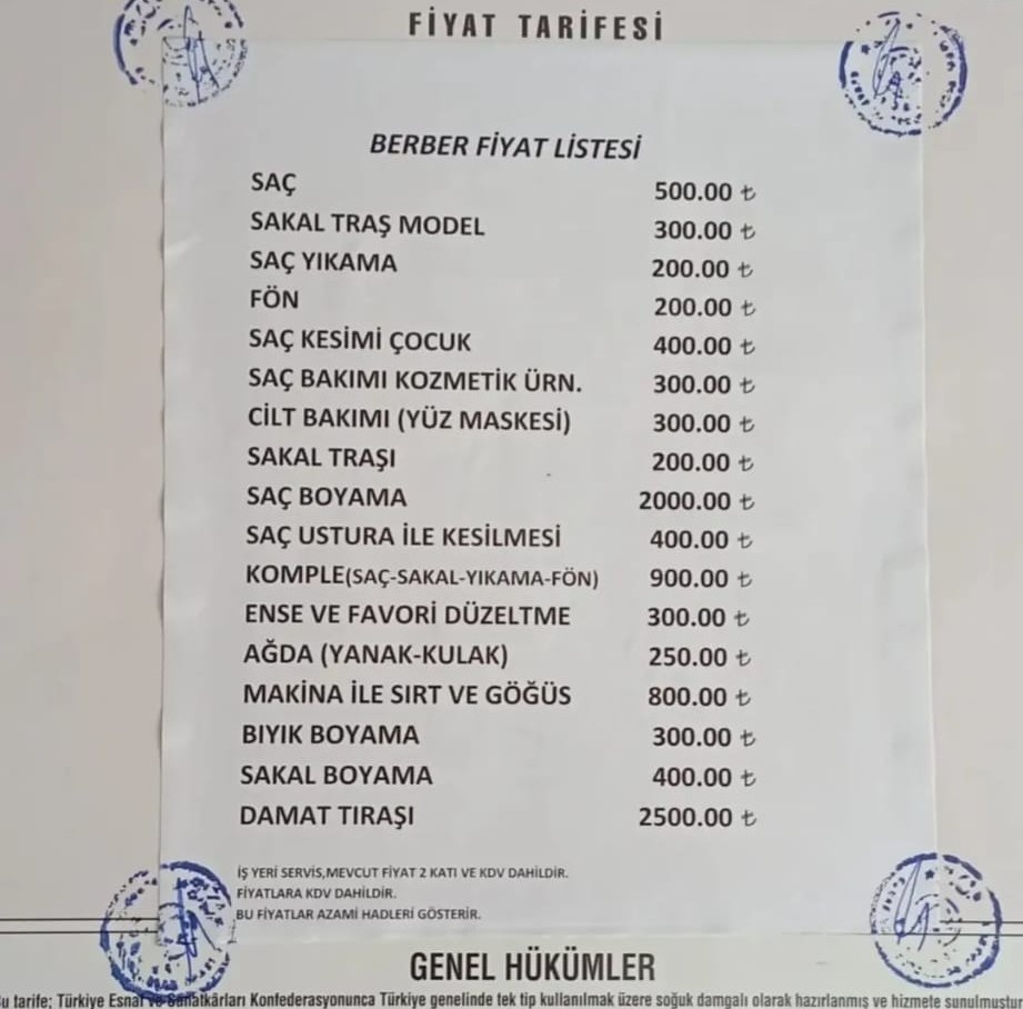 Ayrancılar Berber Fiyatları